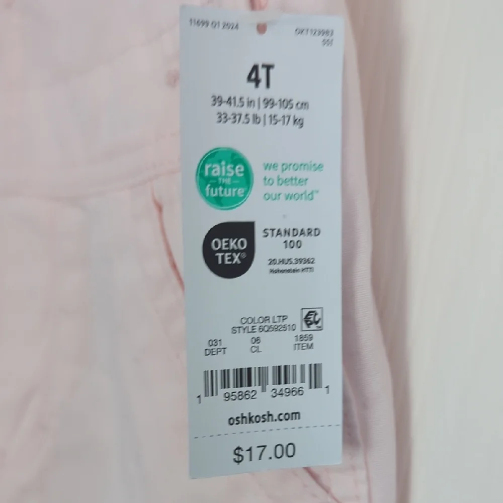 OshKosh B'gosh Light Pink Heart Shortalls Size 4T